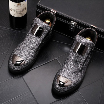 Men's Metal Glitter Casual Martin Boots
