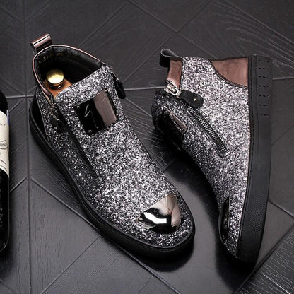 Men's Metal Glitter Casual Martin Boots