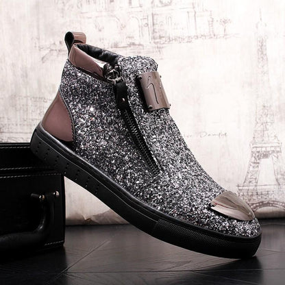 Men's Metal Glitter Casual Martin Boots