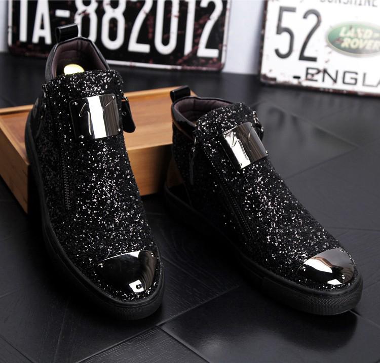 Men's Metal Glitter Casual Martin Boots