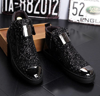 Men's Metal Glitter Casual Martin Boots