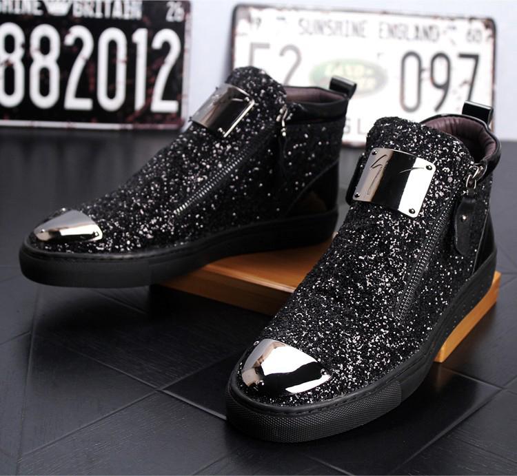 Men's Metal Glitter Casual Martin Boots