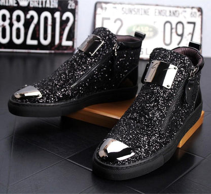 Men's Metal Glitter Casual Martin Boots