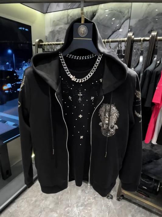 Men's Sparkling Diamond Hooded Sweatshirt