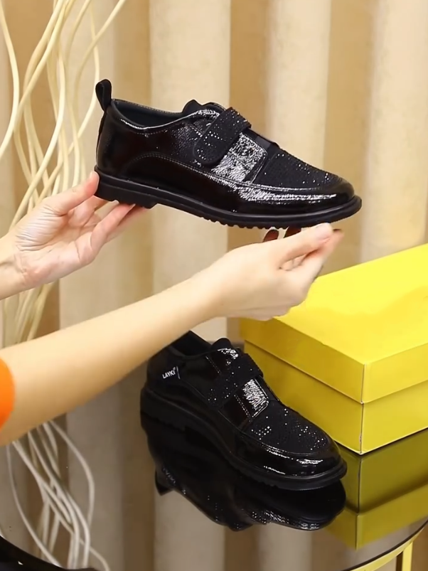 Men's Velcro Sparkling Diamond Casual Leather Shoes