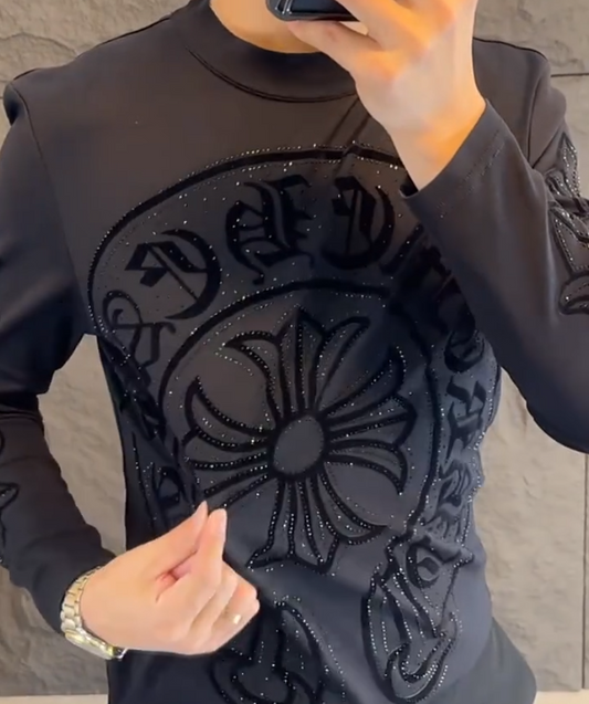 Flash Diamond Pattern Printed Casual Long Sleeve