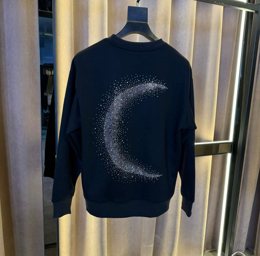 Moon Sparkling Diamond Casual Hoodie