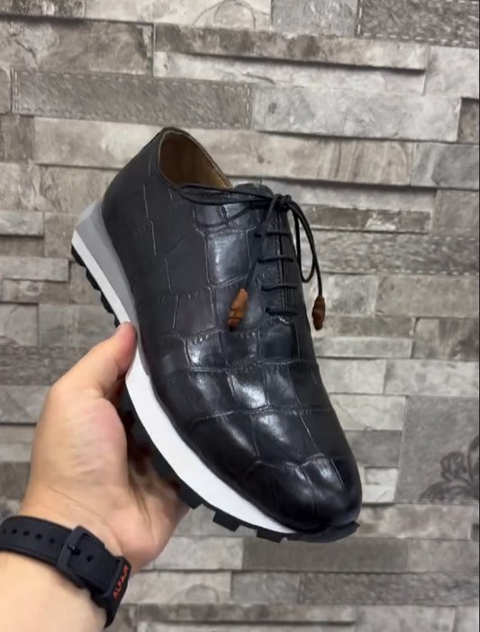 Croc-Embossed Casual Dress Shoes