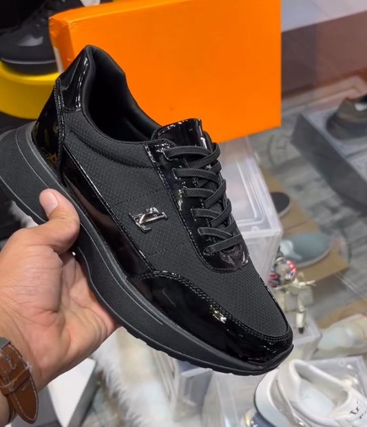 Luxe Black Patent Sneakers