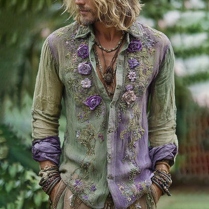 Boho Floral Embroidered Shirt