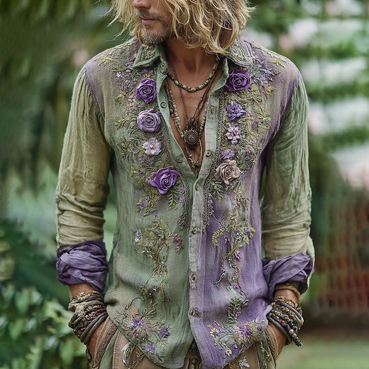 Boho Floral Embroidered Shirt