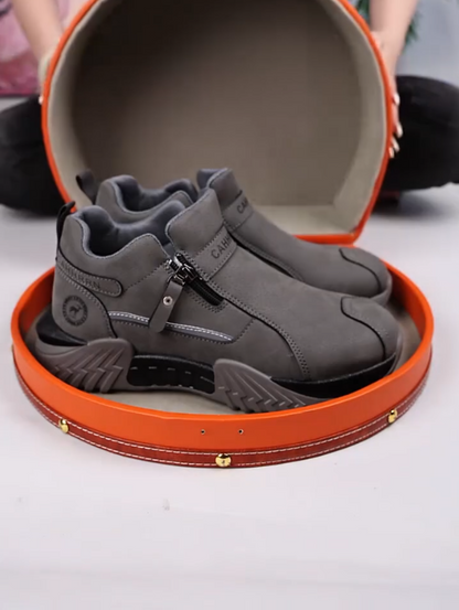 Grey Zip-Up Chunky Sneakers
