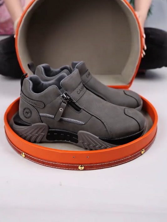 Grey Zip-Up Chunky Sneakers