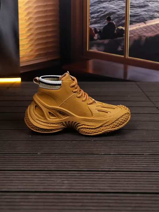 Golden Mesh Hiking Sneakers