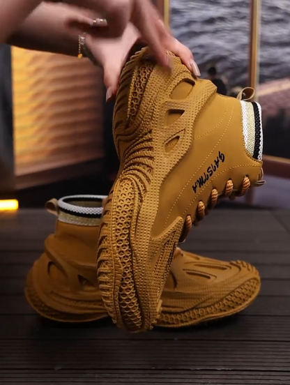 Golden Mesh Hiking Sneakers