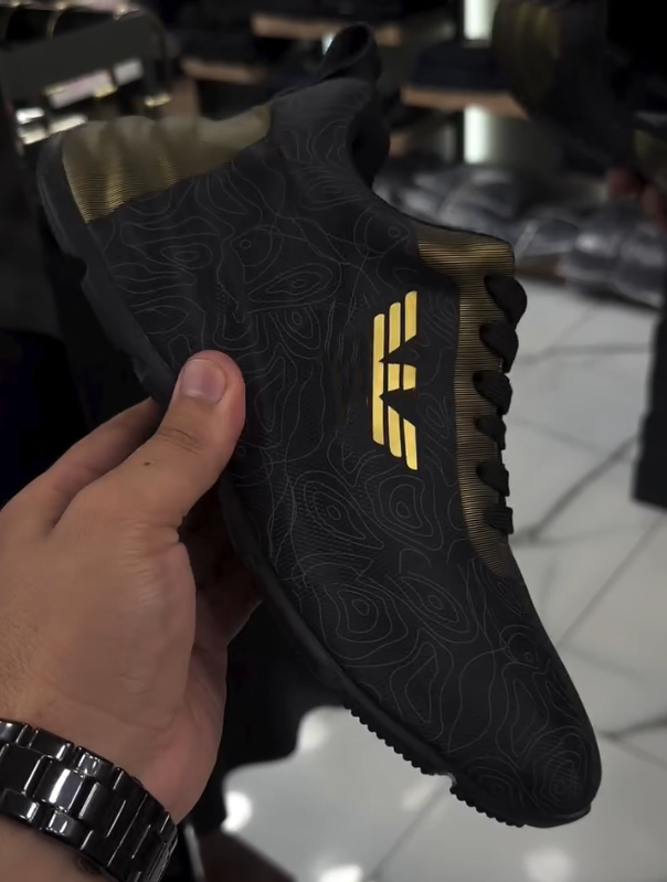 Black & Gold Topographic Running Sneakers