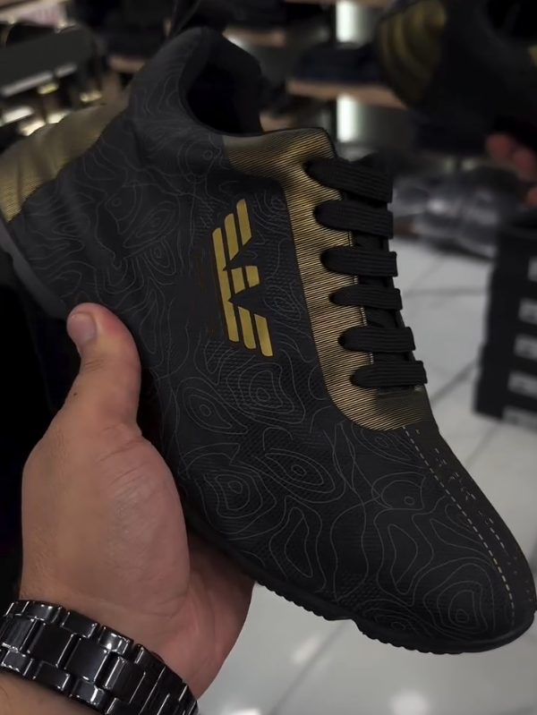 Black & Gold Topographic Running Sneakers