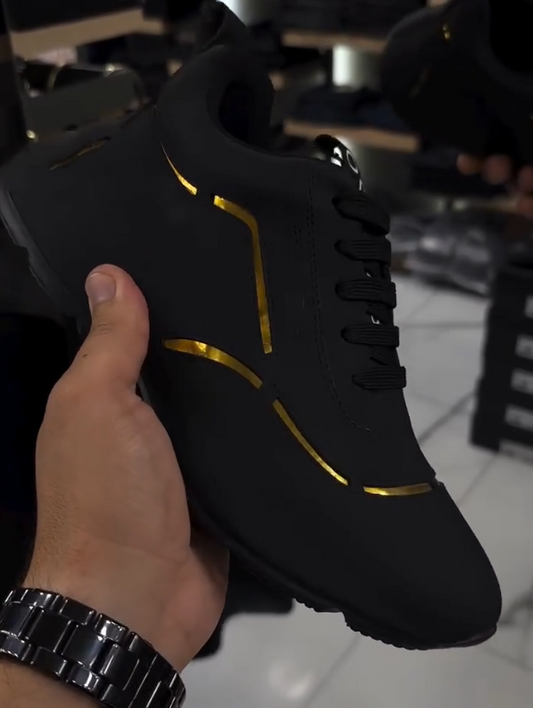Black Gold-Trim Performance Sneakers