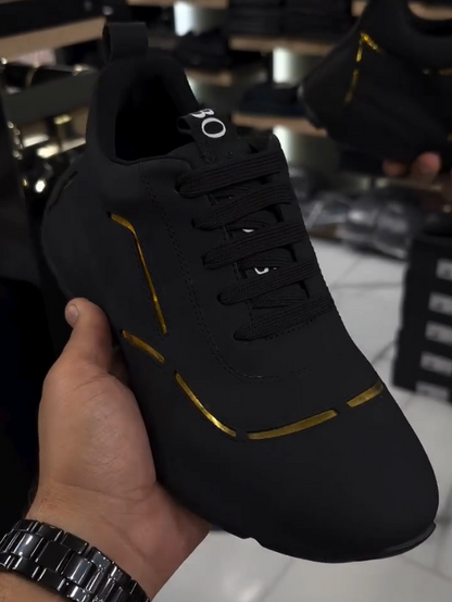 Black Gold-Trim Performance Sneakers