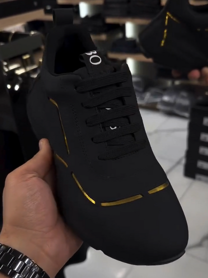 Black Gold-Trim Performance Sneakers