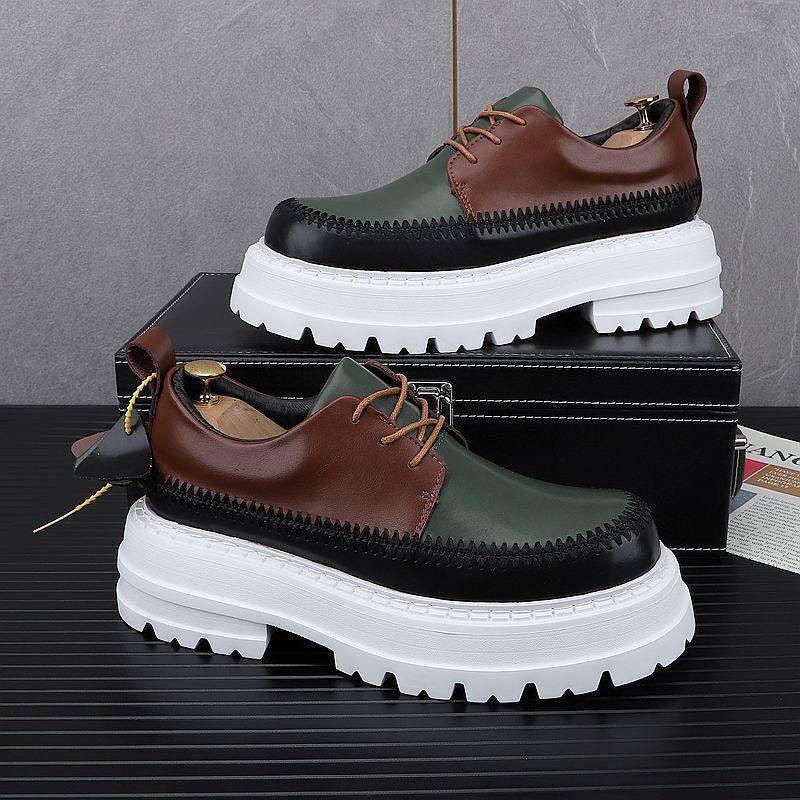 Color-Block Chunky Sole Derby Shoes