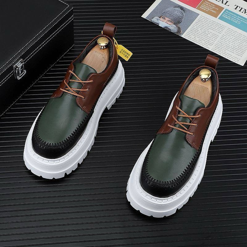 Color-Block Chunky Sole Derby Shoes