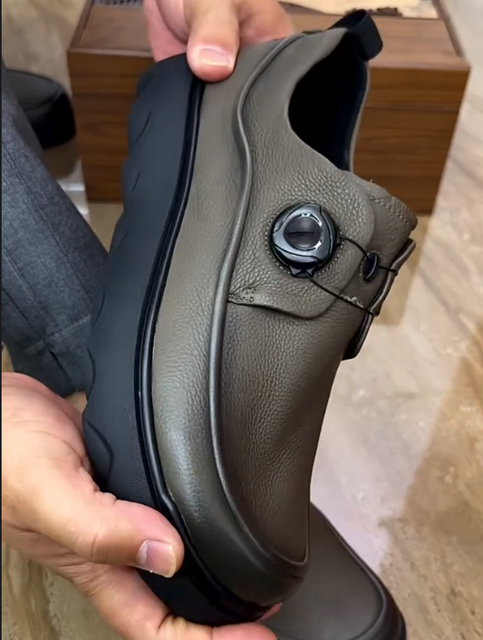 BOA-Lace Leather Slip-On Shoes