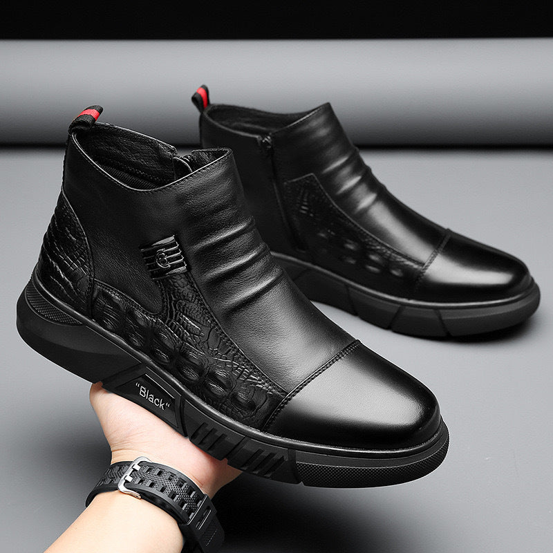 BlackEdge Croco Ankle Boots
