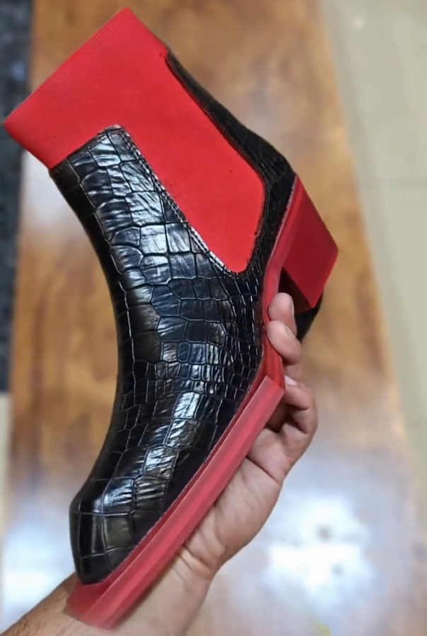 Crimson Croco Ankle Boots