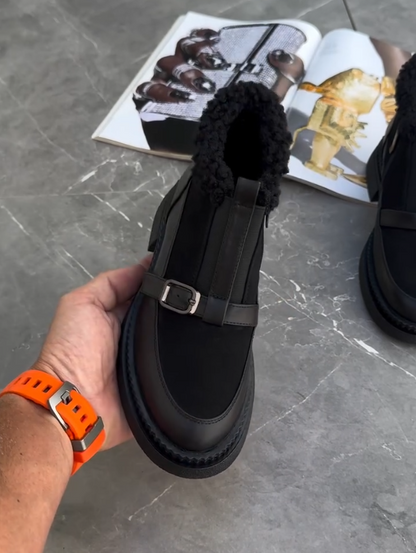BlackFur Buckle Boots