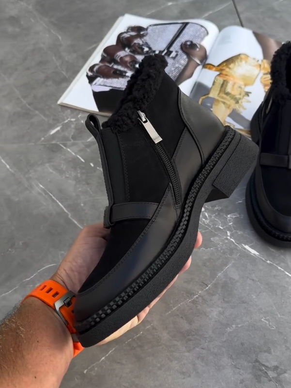 BlackFur Buckle Boots