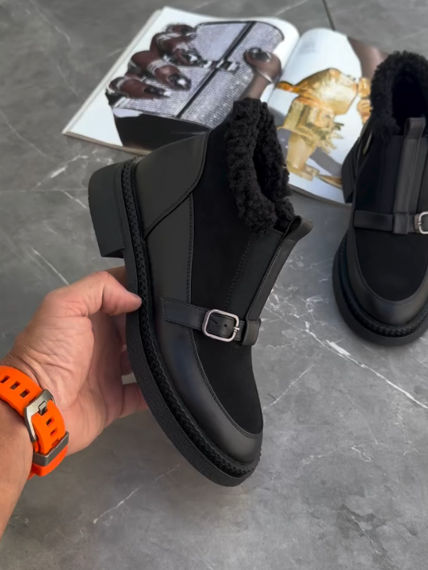 BlackFur Buckle Boots