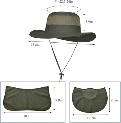 Multi Functional Men's Outdoor Wide Brimmed Fishing Hat Set
