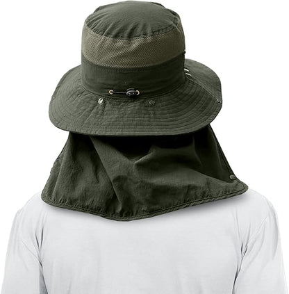 Multi Functional Men's Outdoor Wide Brimmed Fishing Hat Set