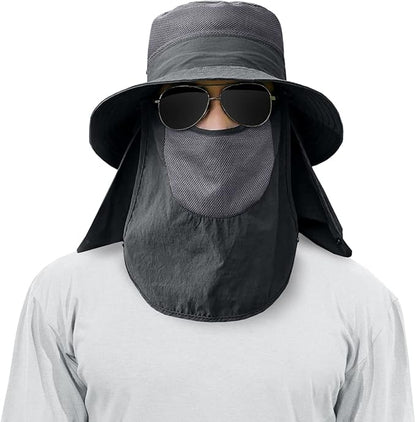 Multi Functional Men's Outdoor Wide Brimmed Fishing Hat Set