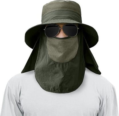 Multi Functional Men's Outdoor Wide Brimmed Fishing Hat Set
