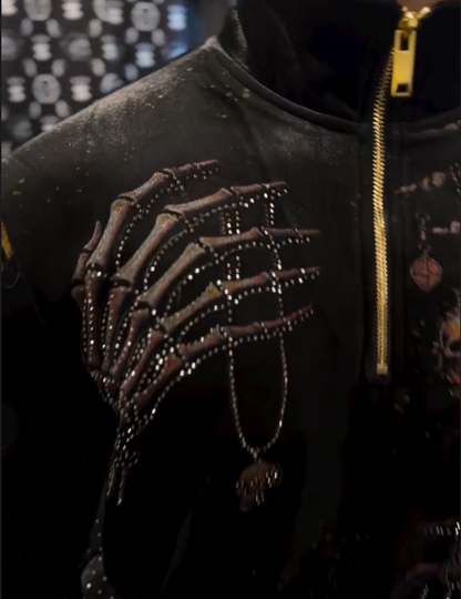 Men's Skeleton Diamond Set Zipper Hoodie