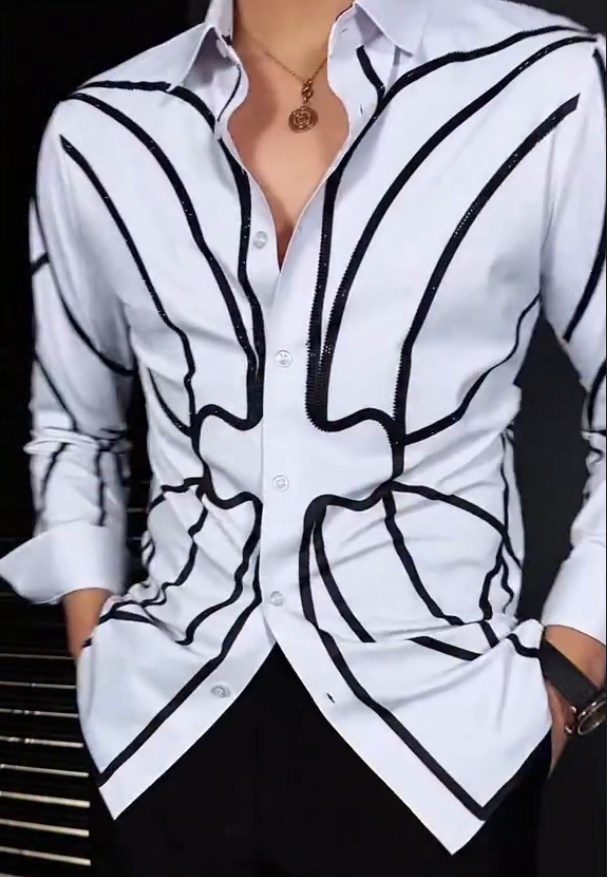 Men's New Line Diamond Studded Shirt