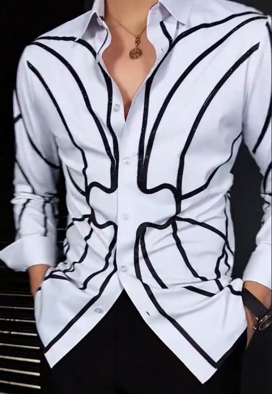 Men's New Line Diamond Studded Shirt