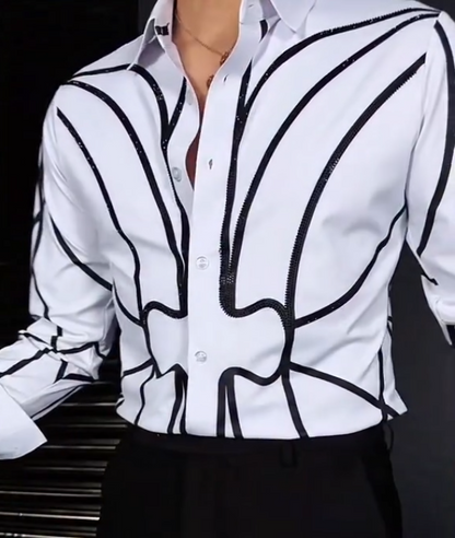 Men's New Line Diamond Studded Shirt
