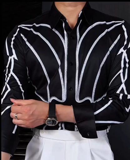 Men's New Line Diamond Studded Shirt