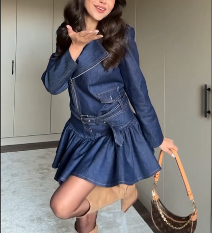 Women's New Denim Jumpsuit Short Skirt