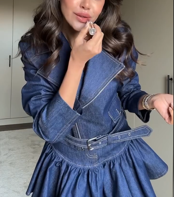 Women's New Denim Jumpsuit Short Skirt