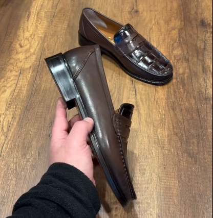 Men's Casual Crocodile Leather Waffle Shoes