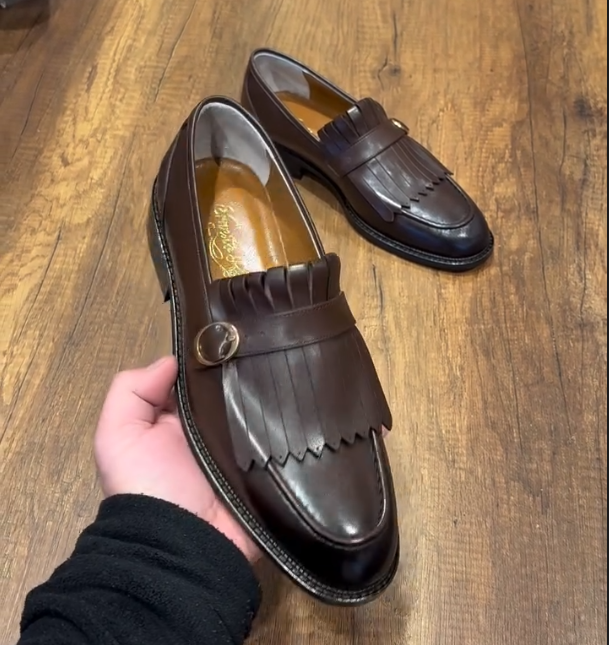 Men's Casual Leather Woven Tassel Waffle Shoes