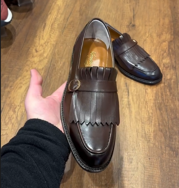 Men's Casual Leather Woven Tassel Waffle Shoes