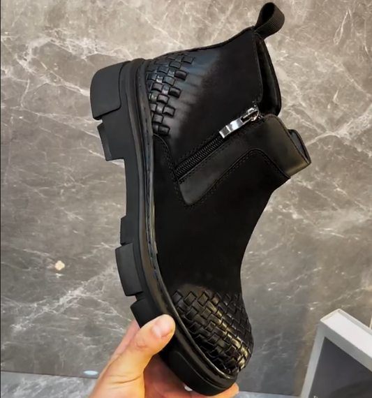 Men's New Woven Soft Leather Boots