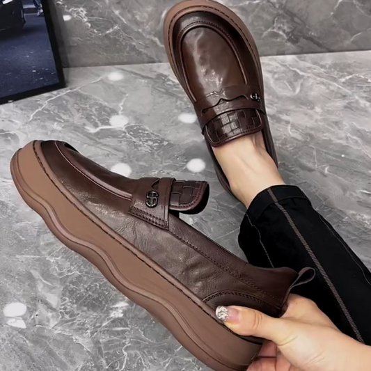 Men's New Soft Cowhide Thick Soled Loafers