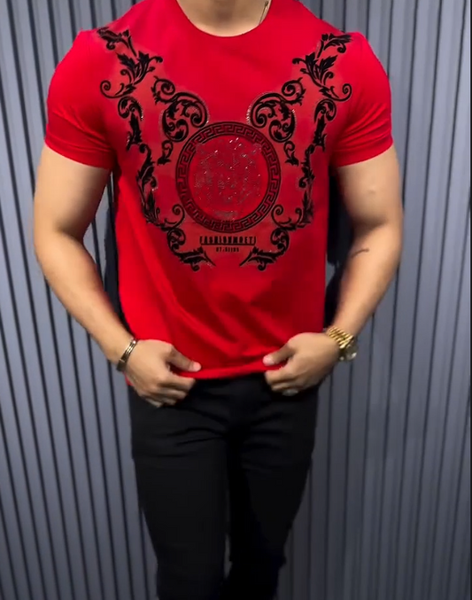 Men's New Ice Silk Hot Diamond Fashion Short Sleeves