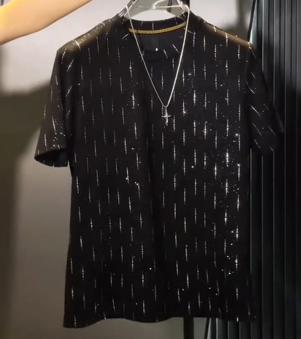 Men's New Meteor Shower Hot Diamond Short Sleeved Shirt